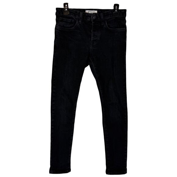Forever 21 Jeans Mens 31 Black Denim Stretch Button-Fly Mid-Rise Tapered Leg - Picture 1 of 15